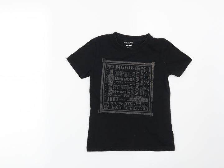 River Island Boys Black Basic T-Shirt Size 3-4 Years - London New York