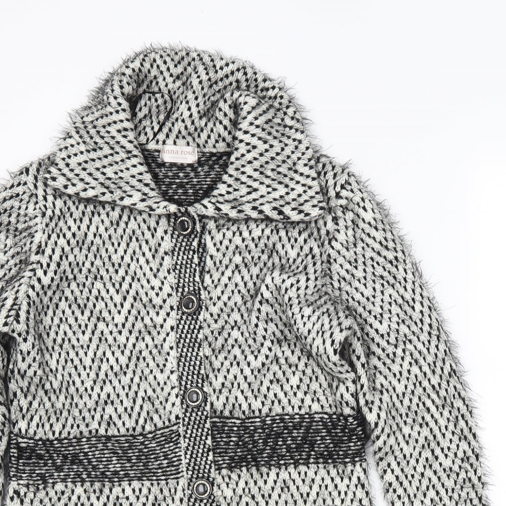 anna rose Womens Black Herringbone  Cardigan Jumper Size M