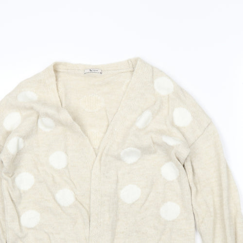 TU Womens Beige Polka Dot  Wrap Jumper Size 10