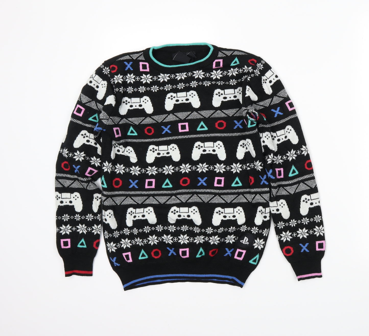 Primark Boys Black Fair Isle  Pullover Jumper Size 12-13 Years  - Playstation