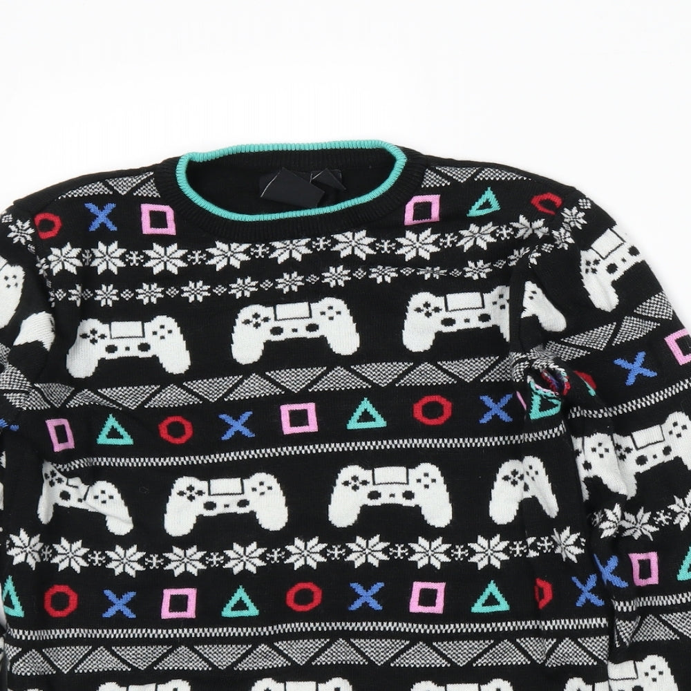 Primark Boys Black Fair Isle  Pullover Jumper Size 12-13 Years  - Playstation