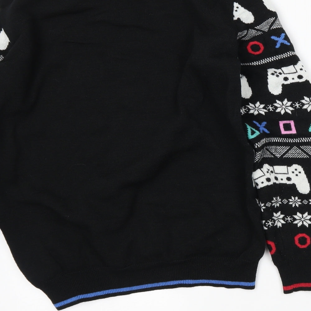 Primark Boys Black Fair Isle  Pullover Jumper Size 12-13 Years  - Playstation