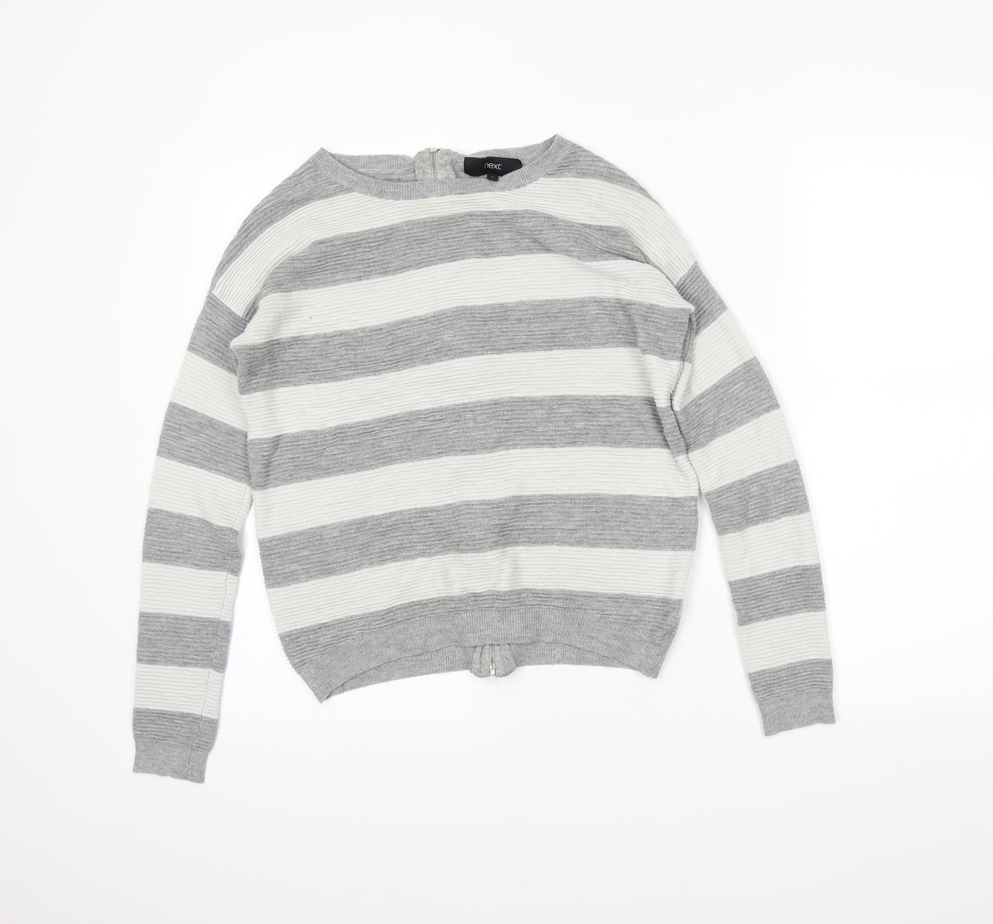 NEXT Womens Grey Striped  Full Zip Jumper Size 8