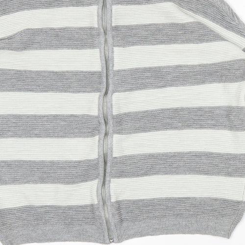 NEXT Womens Grey Striped  Full Zip Jumper Size 8