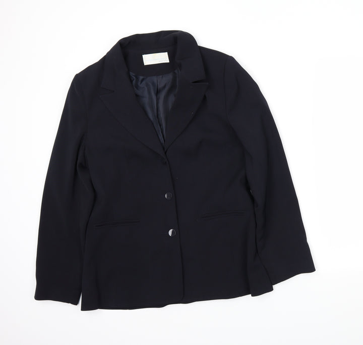 AMARANTO Womens Blue Jacket Blazer Size 14