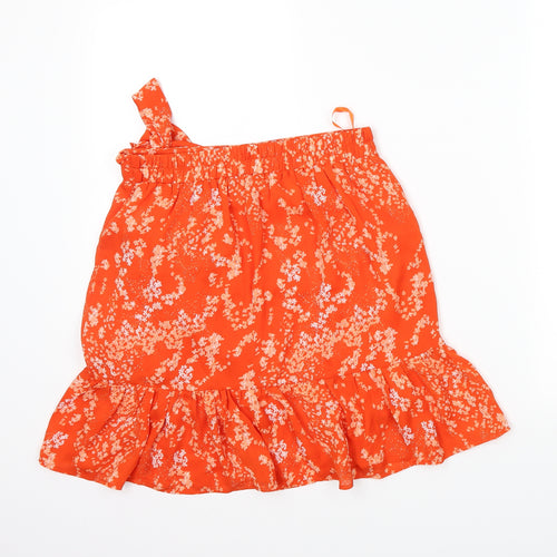 Soaked Womens Orange Floral  Wrap Skirt Size S