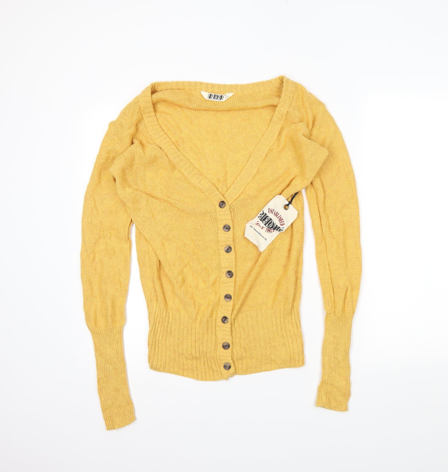 Matthews Womens Yellow   Cardigan Jumper Size M