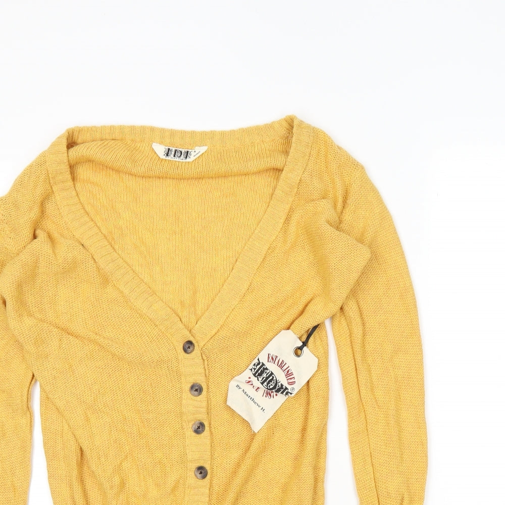Matthews Womens Yellow   Cardigan Jumper Size M