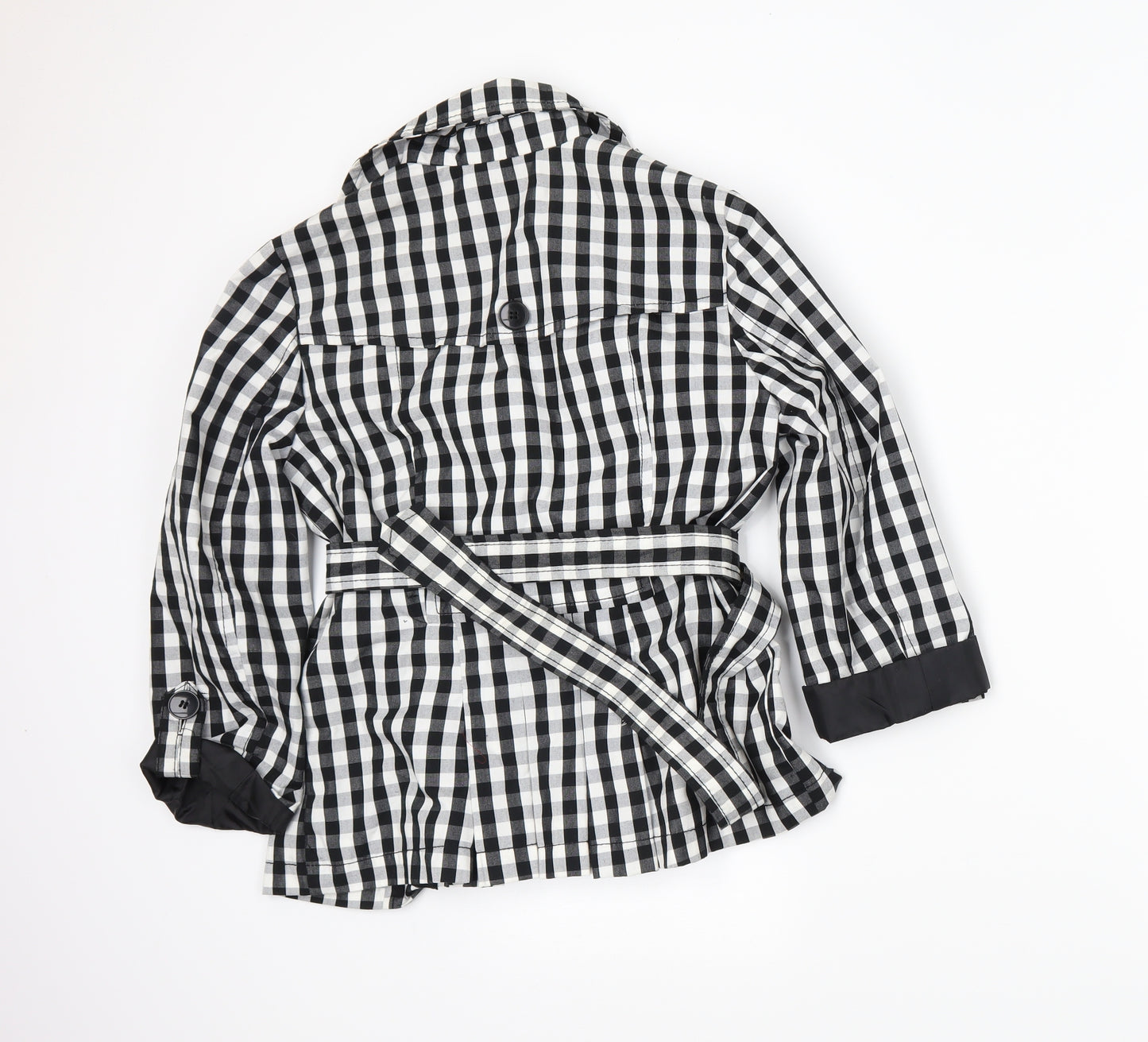 H&M Womens Black Plaid  Pea Coat Coat Size 14