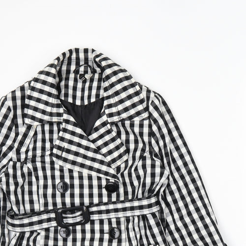 H&M Womens Black Plaid  Pea Coat Coat Size 14