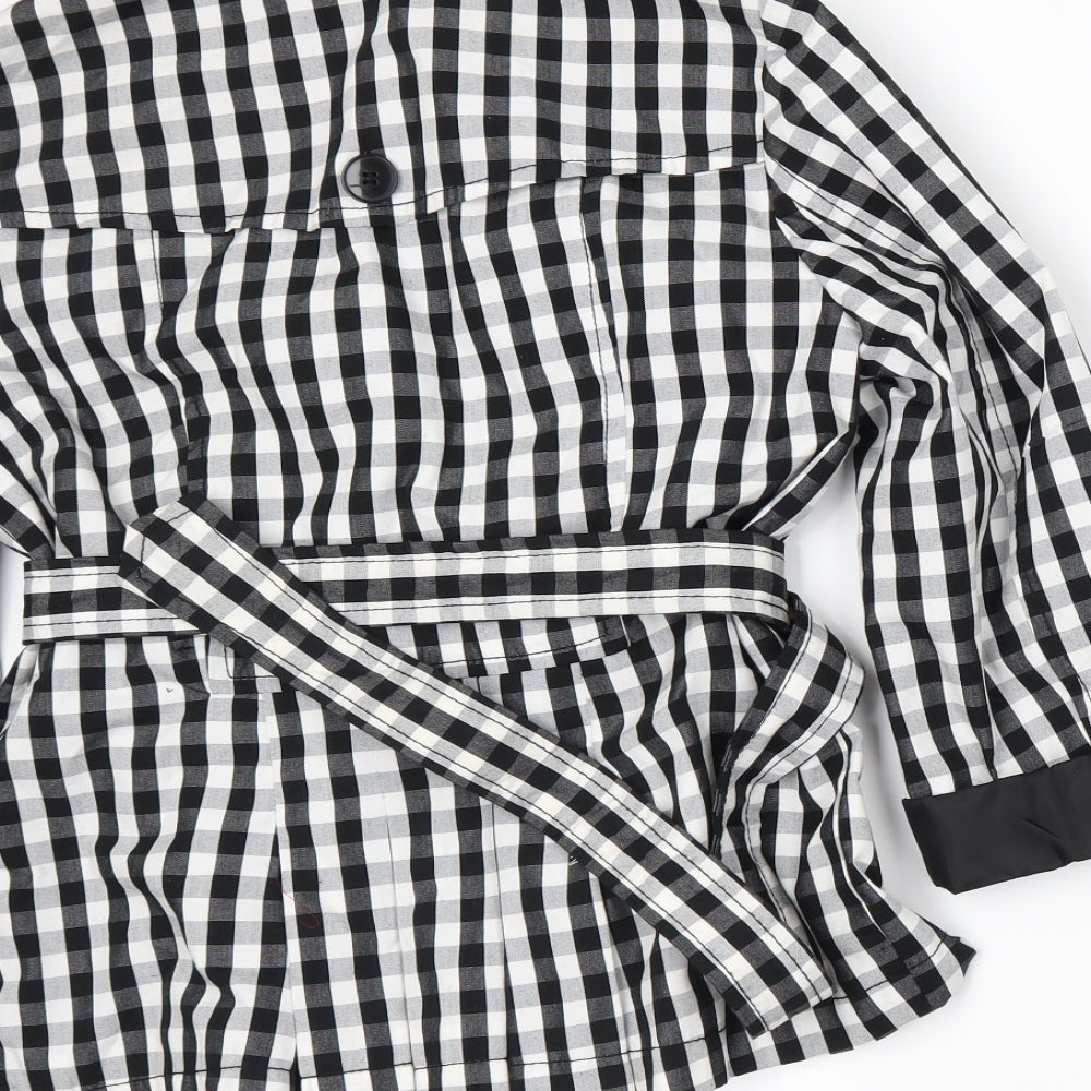 H&M Womens Black Plaid  Pea Coat Coat Size 14