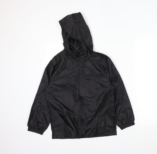 Front view of TU boys’ black rain coat coat, size 9-10, years