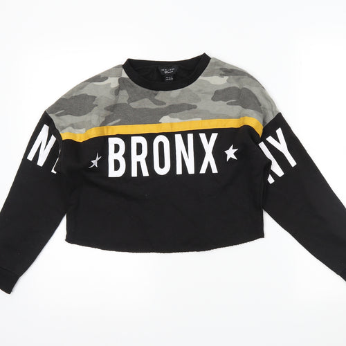 newlook Girls Black Camouflage  Pullover Sweatshirt Size 10-11 Years