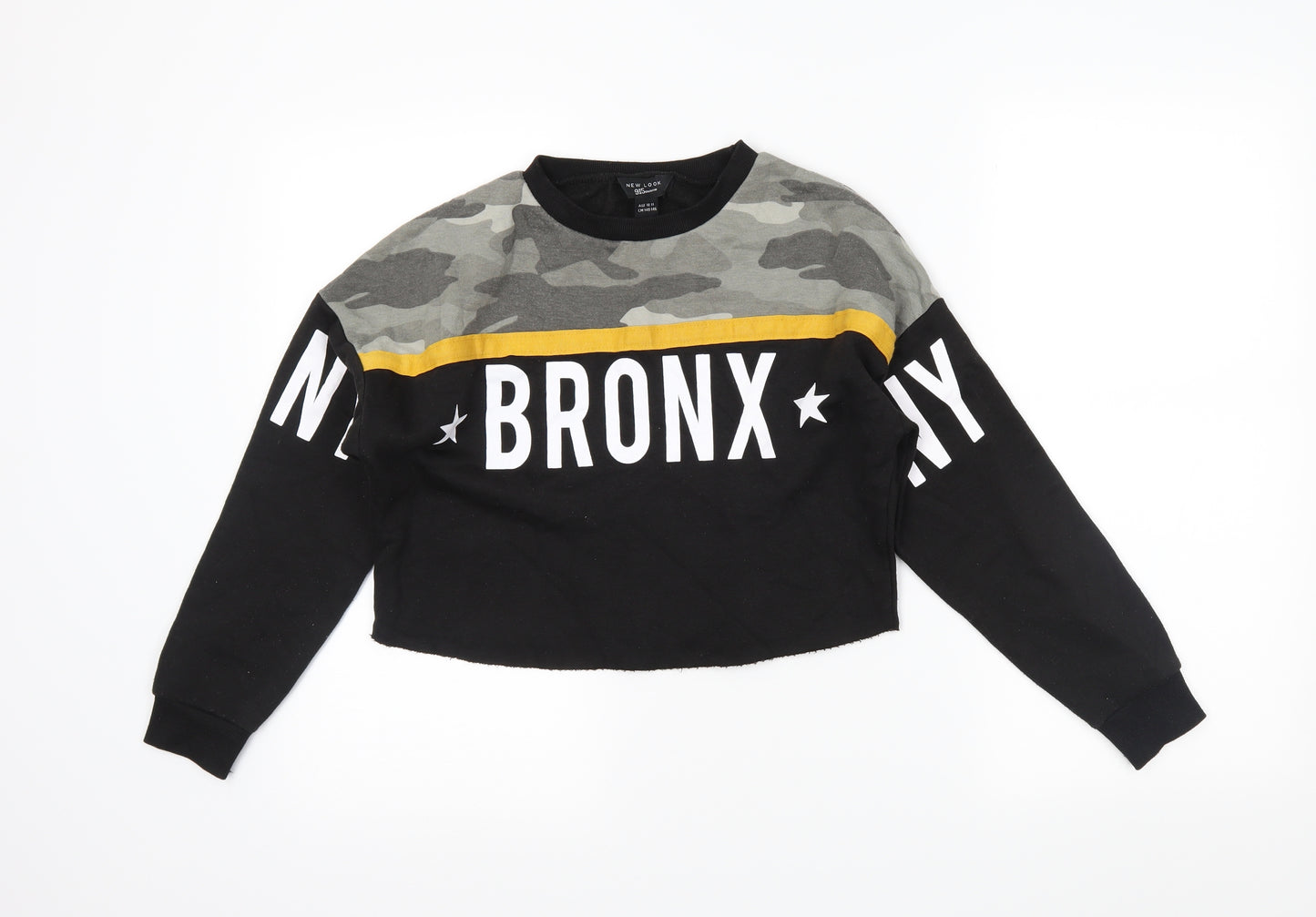 newlook Girls Black Camouflage  Pullover Sweatshirt Size 10-11 Years