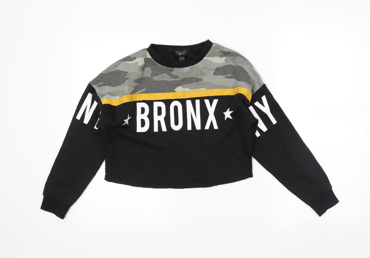 newlook Girls Black Camouflage  Pullover Sweatshirt Size 10-11 Years
