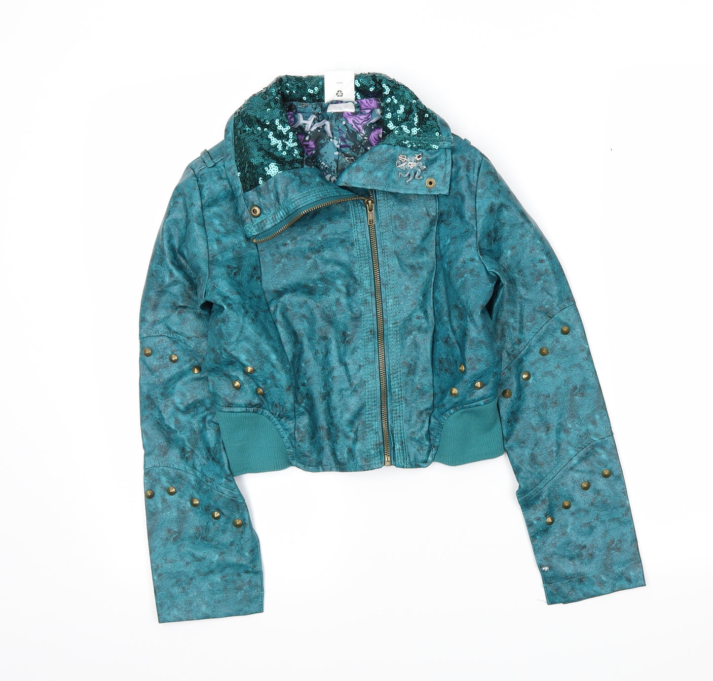 Disney Girls Green   Biker Coat Size 9-10 Years