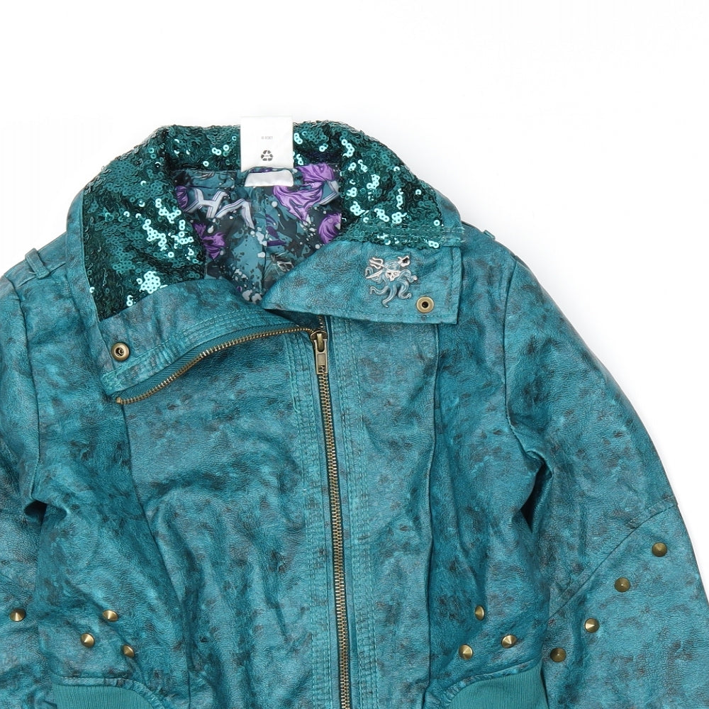 Disney Girls Green   Biker Coat Size 9-10 Years