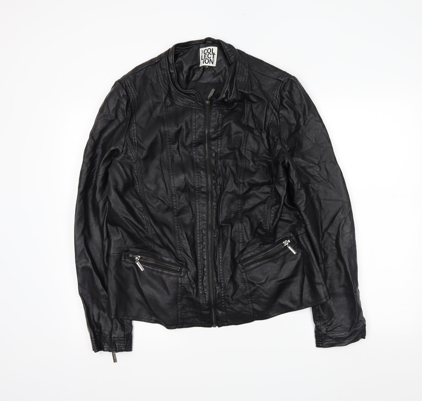 The Collection Womens Black   Biker Coat Size 18