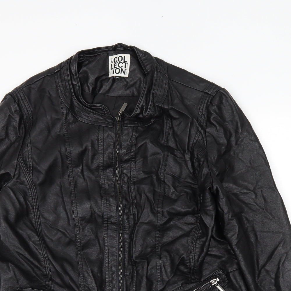 The Collection Womens Black   Biker Coat Size 18