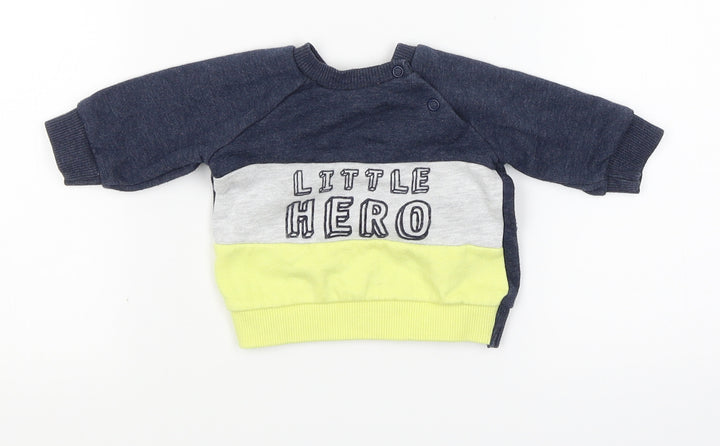 F&F Boys Grey Colourblock Pullover Jumper Size 0-3 Months - Little Hero