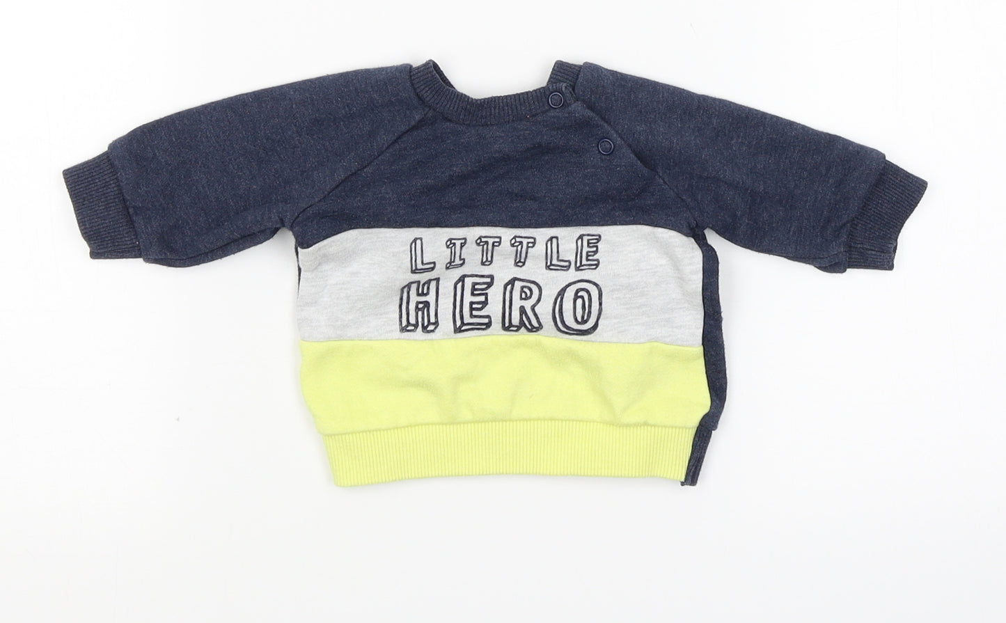 F&F Boys Grey Colourblock  Pullover Jumper Size 0-3 Months  - Little Hero