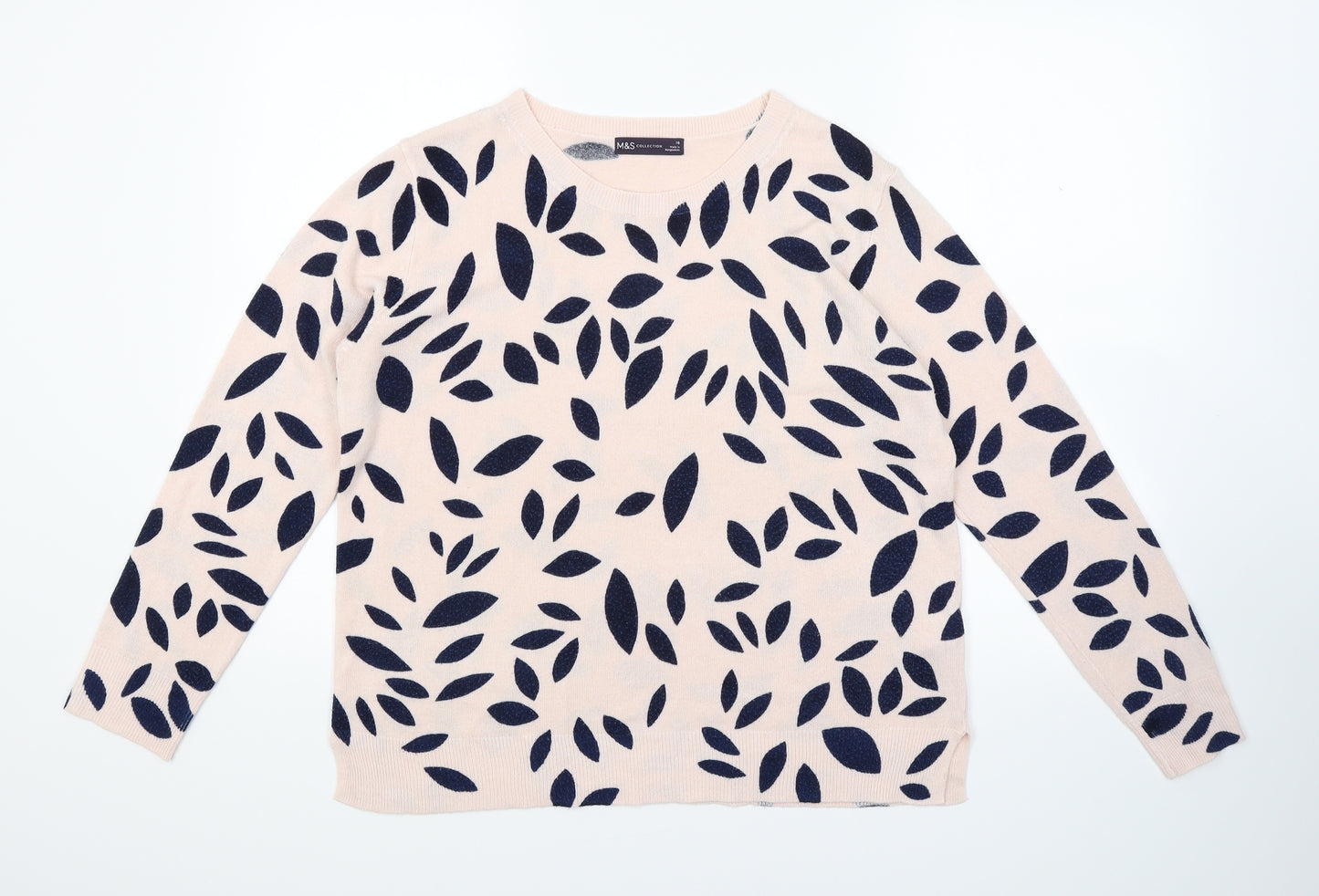 Marks and Spencer Womens Pink Polka Dot Knit Pullover Jumper Size 16