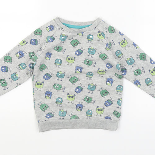 Primark Boys Grey Polka Dot  Pullover Jumper Size 2 Years  - Monsters