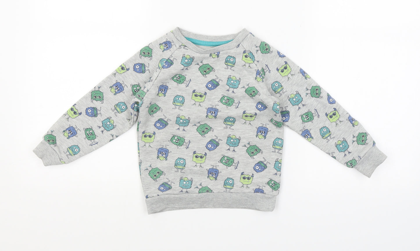 Primark Boys Grey Polka Dot  Pullover Jumper Size 2 Years  - Monsters