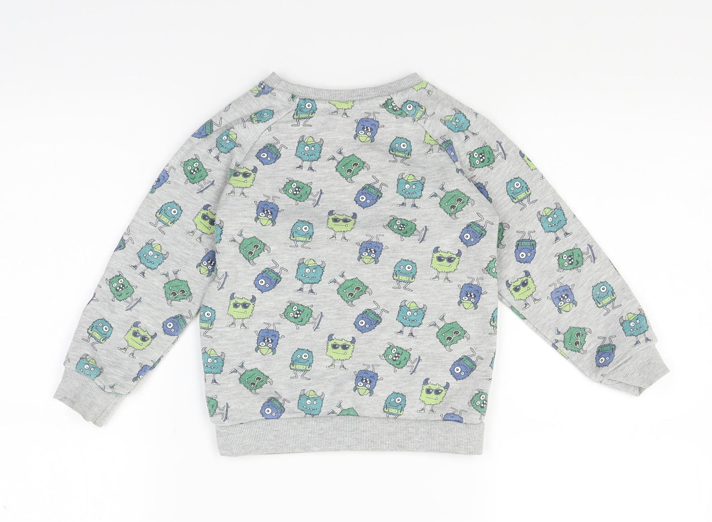 Primark Boys Grey Polka Dot  Pullover Jumper Size 2 Years  - Monsters