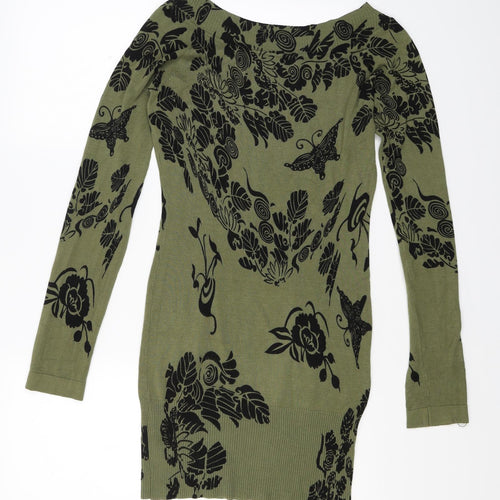 Apricot Womens Grey Floral Knit Jumper Dress  Size 12