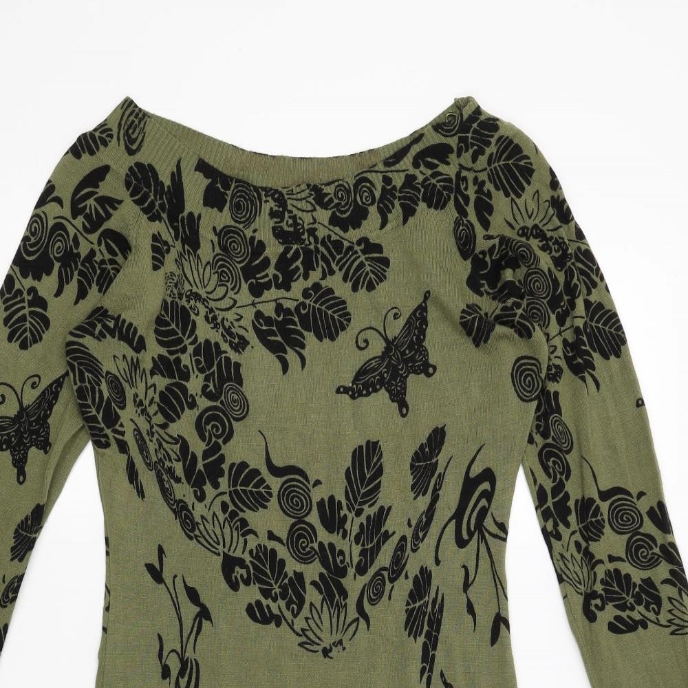 Apricot Womens Grey Floral Knit Jumper Dress  Size 12
