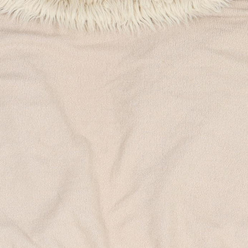 River Island Girls Pink  Knit Cardigan Jumper Size 11-12 Years  - Detachable fur collar`