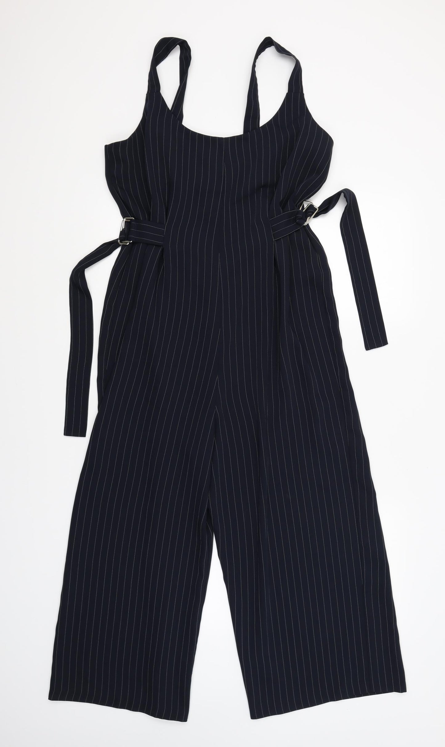 Topshop Womens Blue Striped  Jumpsuit One-Piece Size 12 L21 in