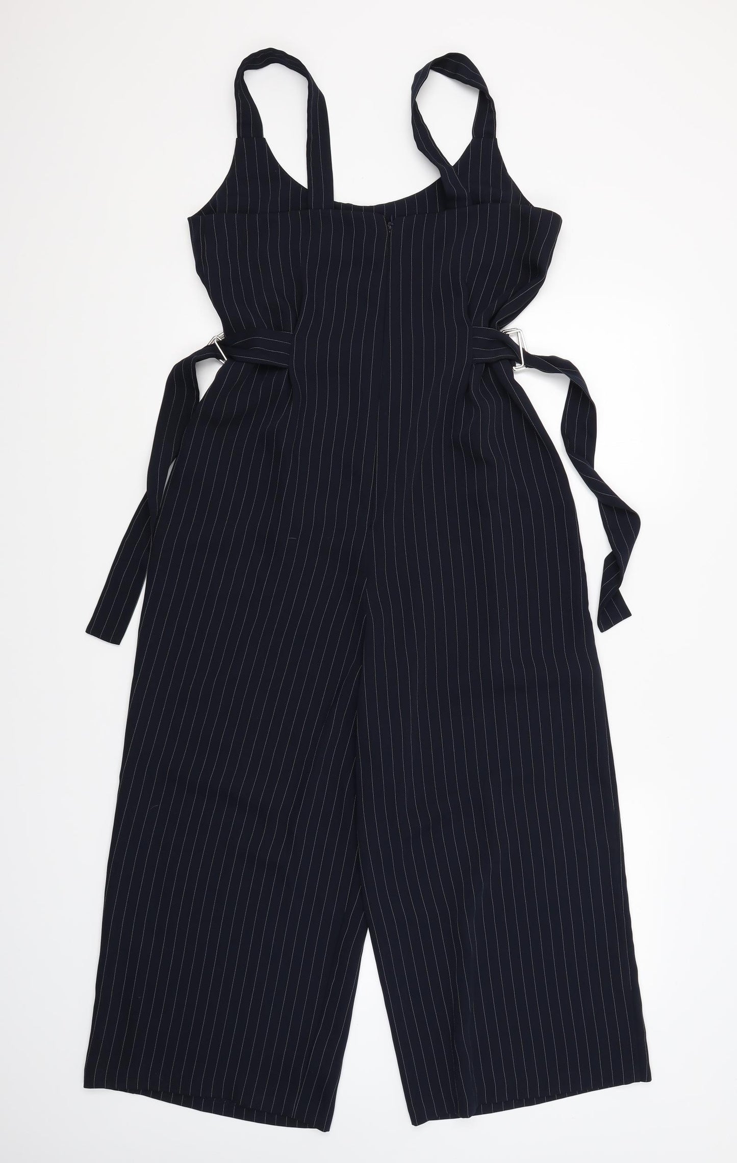 Topshop Womens Blue Striped  Jumpsuit One-Piece Size 12 L21 in
