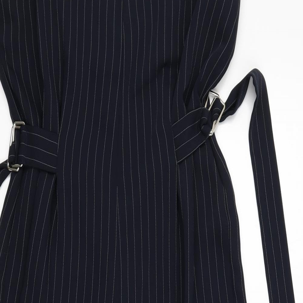 Topshop Womens Blue Striped  Jumpsuit One-Piece Size 12 L21 in