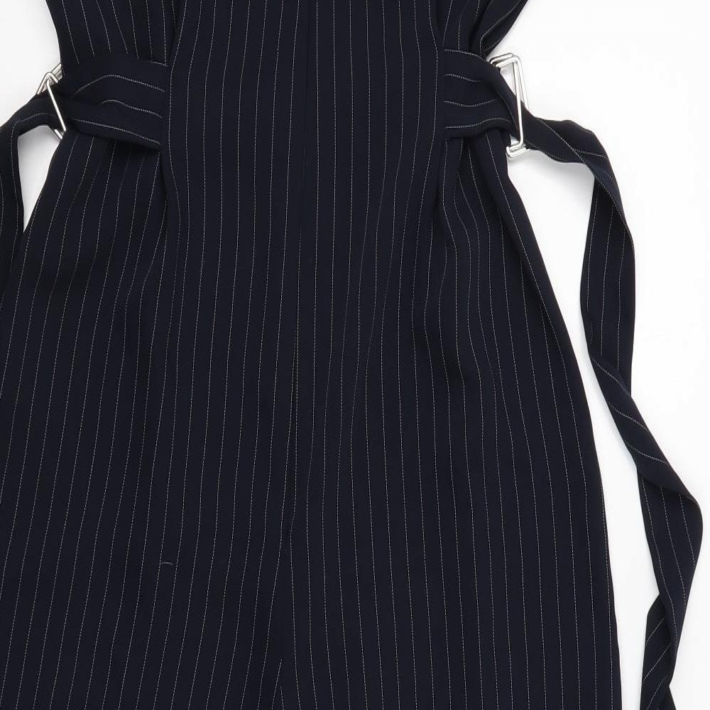 Topshop Womens Blue Striped  Jumpsuit One-Piece Size 12 L21 in