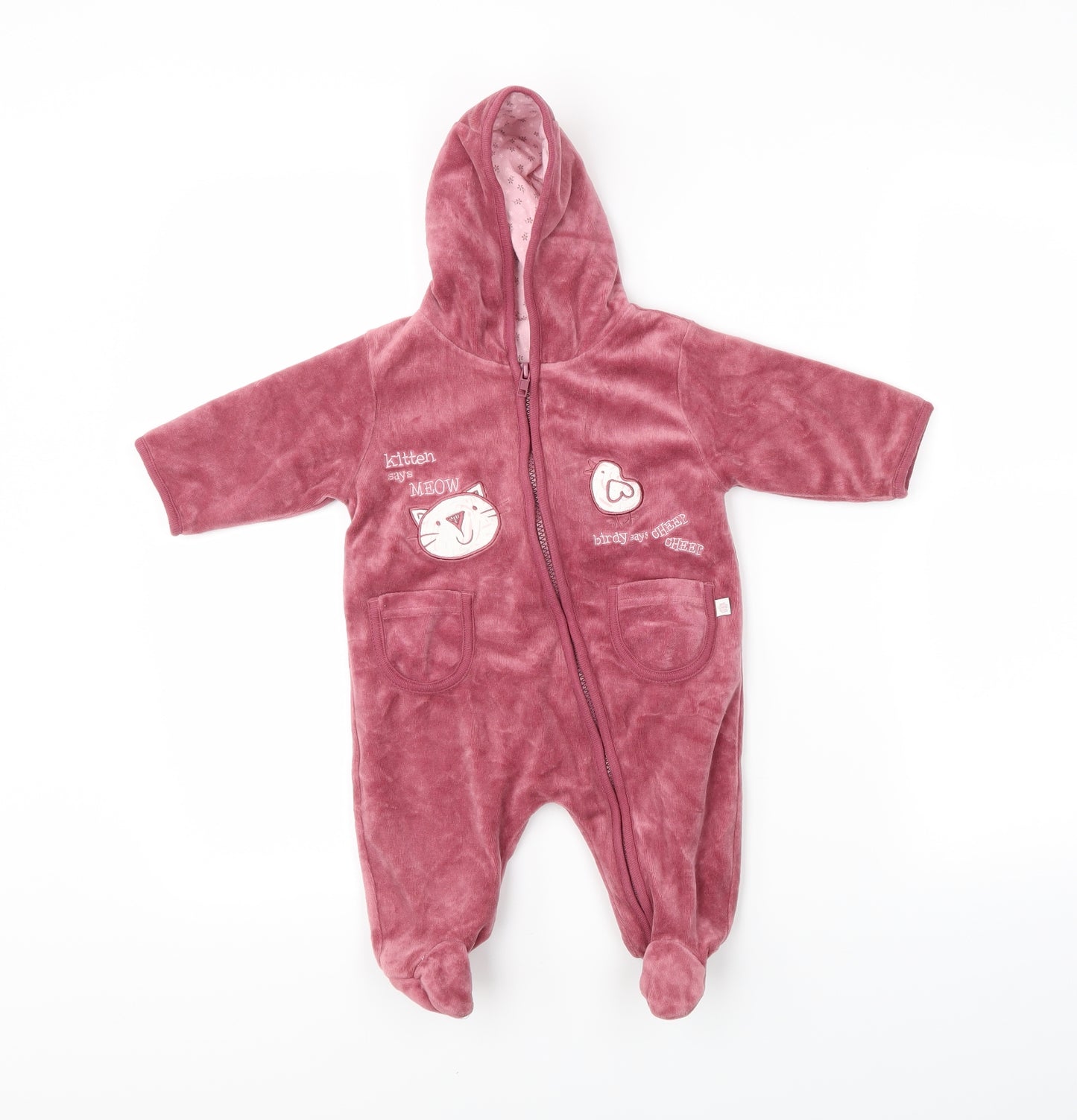Mother care Girls Pink   Babygrow One-Piece Size 3-6 Months  - Animals