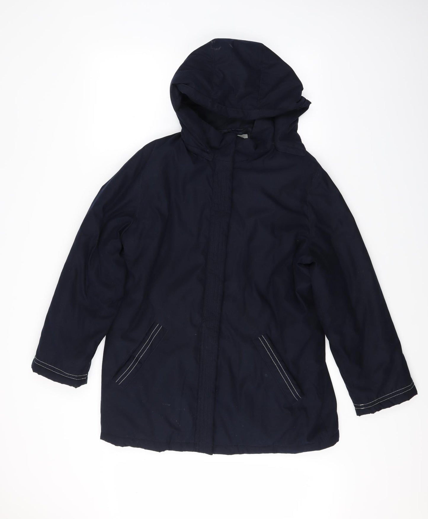 M&S Womens Blue   Quilted Coat Size 16  - Detachable hood