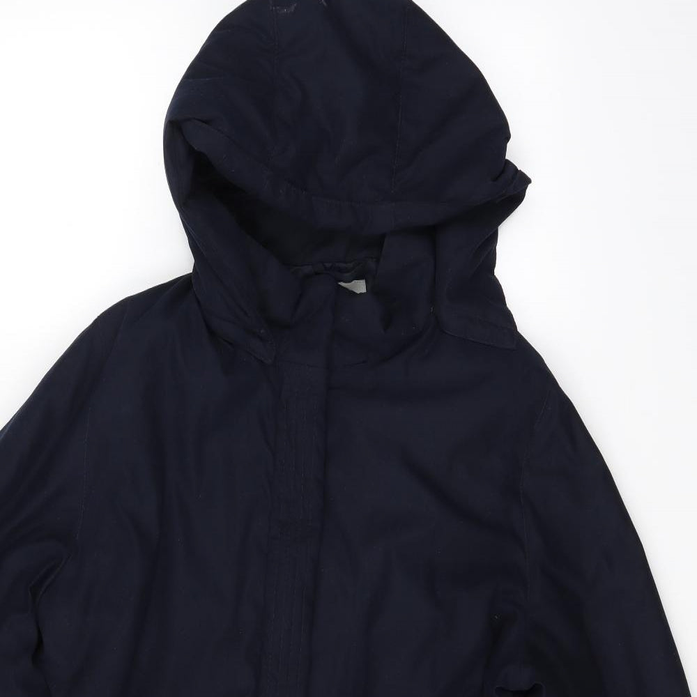 M&S Womens Blue   Quilted Coat Size 16  - Detachable hood