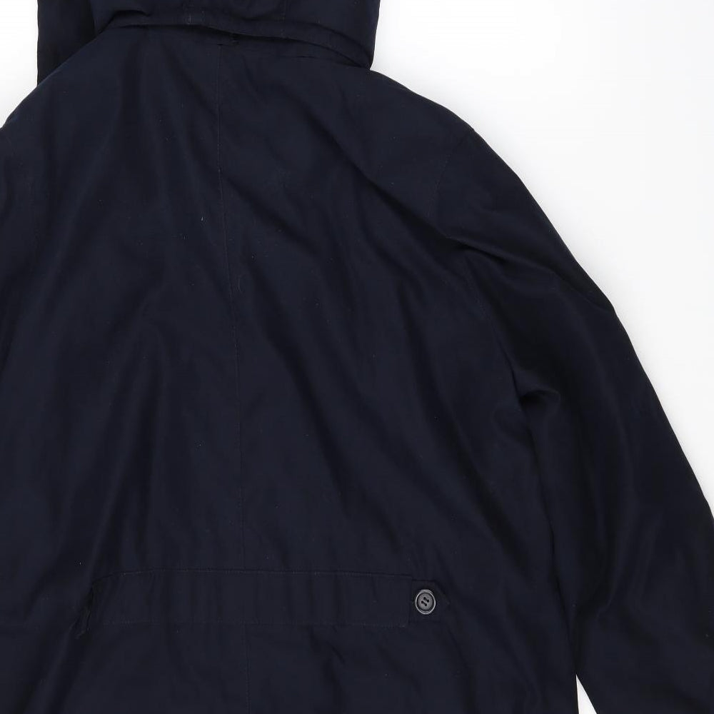 M&S Womens Blue   Quilted Coat Size 16  - Detachable hood