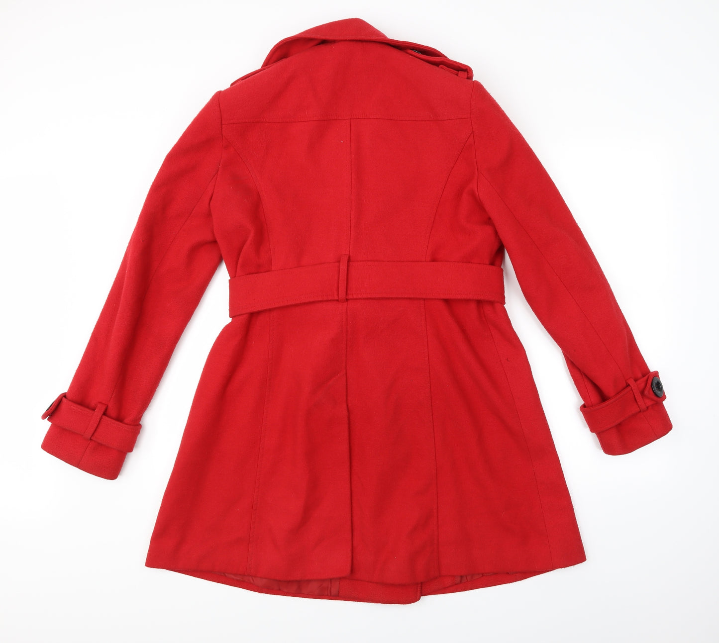 Preworn Womens Red   Overcoat Coat   - Belt