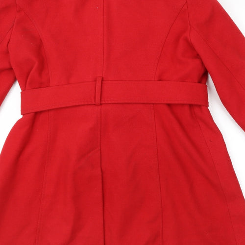 Preworn Womens Red   Overcoat Coat   - Belt