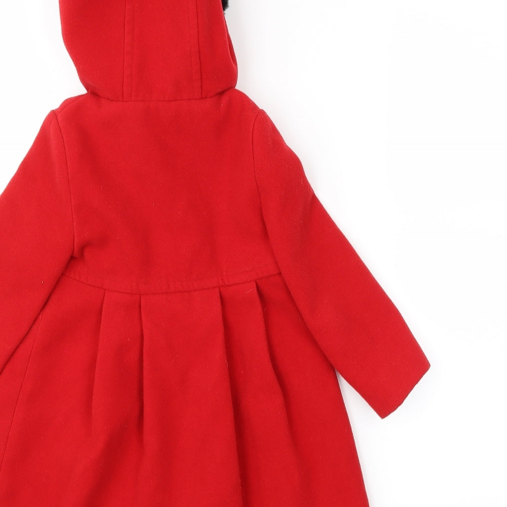 Bambini Girls Red   Overcoat Coat Size 3 Years