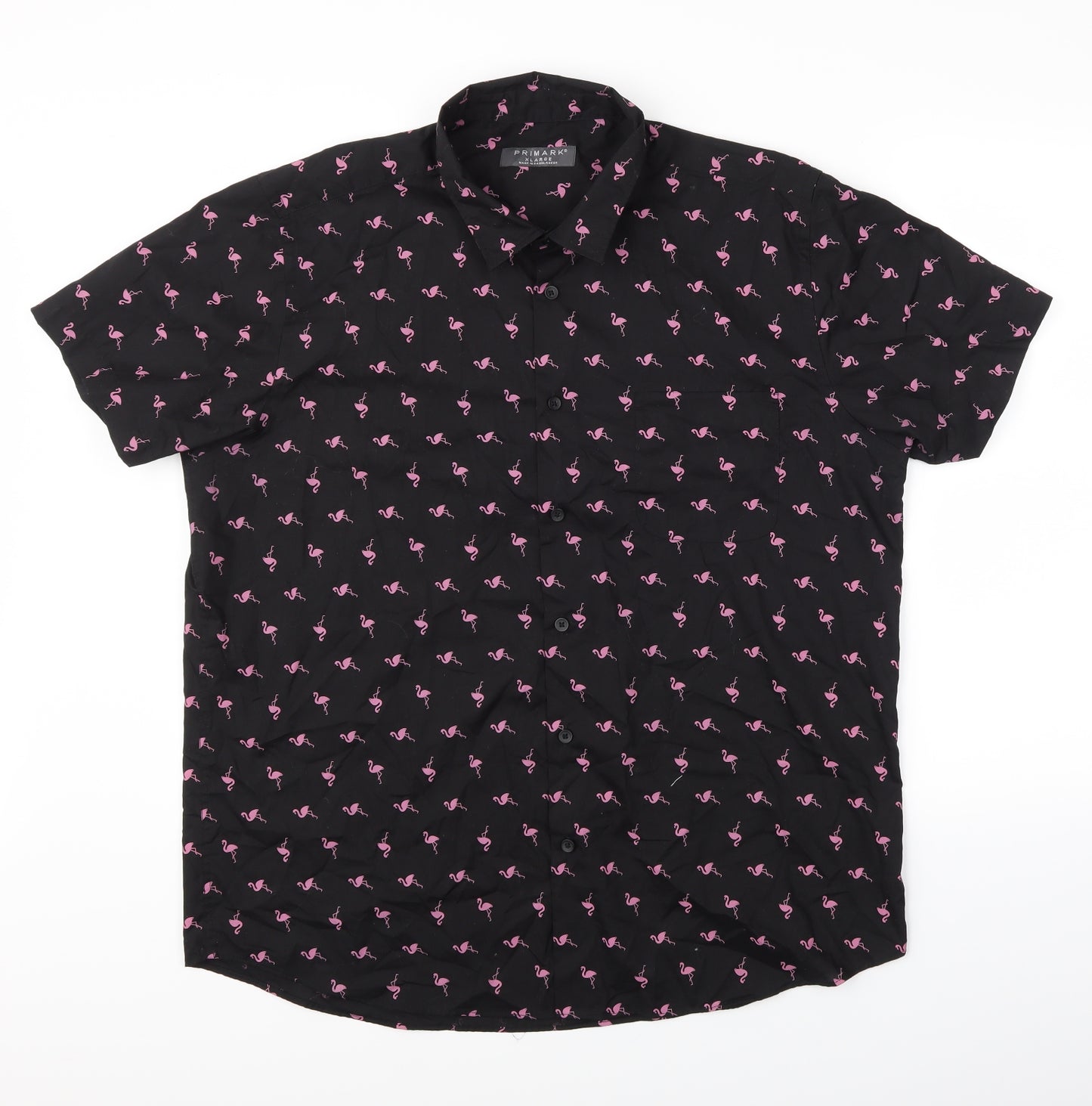 Primark Mens Black Polka Dot   Button-Up Size XL