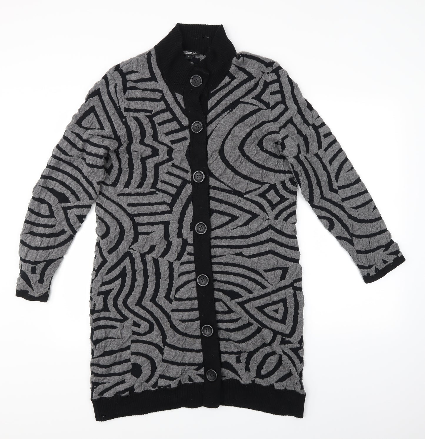 Brandtex Womens Multicoloured Geometric  Cardigan Jumper Size L
