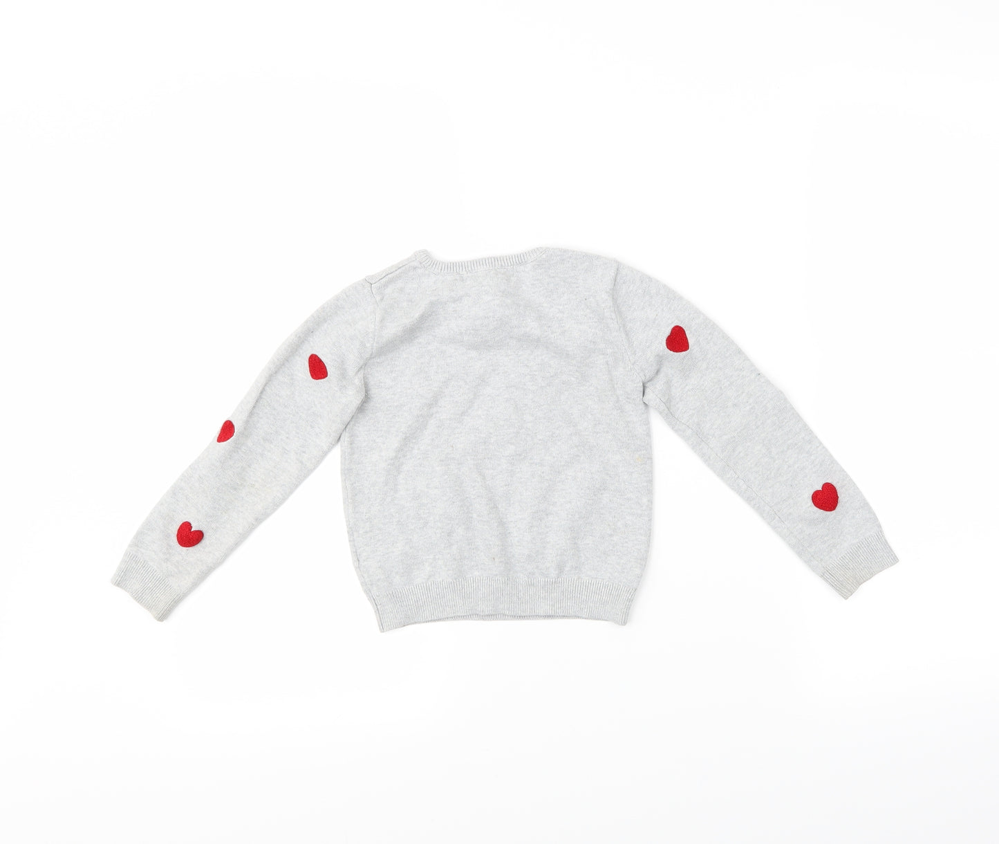 H&M Girls Grey Polka Dot  Pullover Jumper Size 5-6 Years  - Hearts