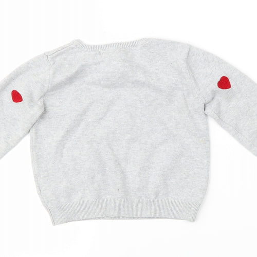 H&M Girls Grey Polka Dot  Pullover Jumper Size 5-6 Years  - Hearts