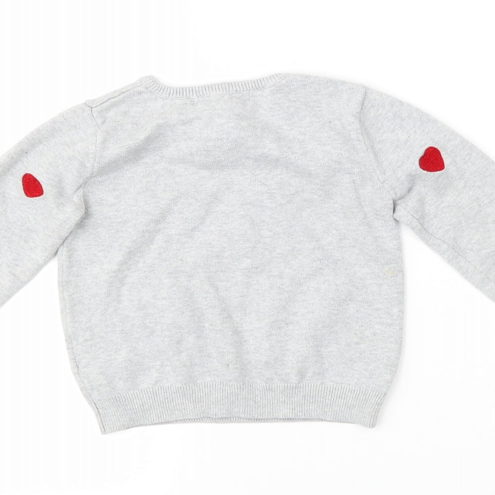 H&M Girls Grey Polka Dot  Pullover Jumper Size 5-6 Years  - Hearts