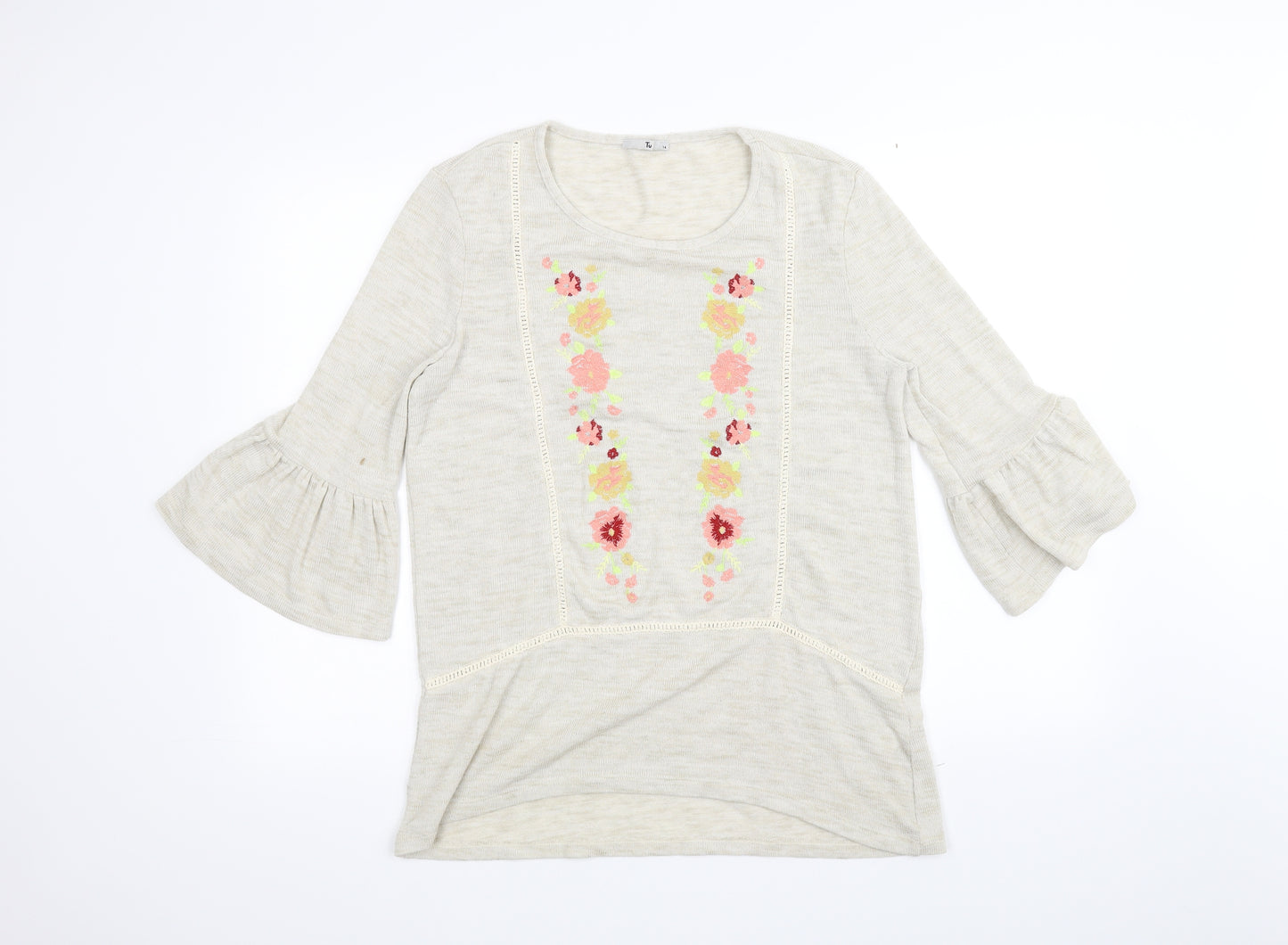 TU Womens White Floral  Pullover Jumper Size 14