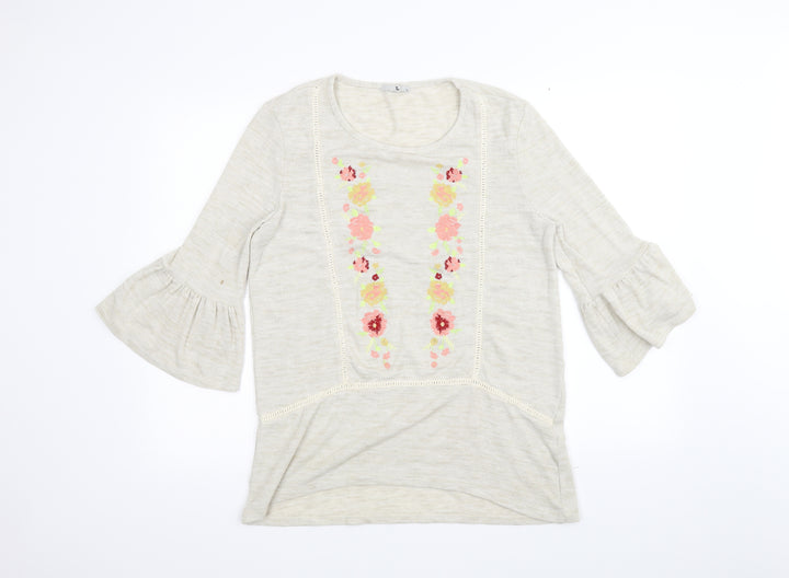 TU Womens White Floral  Pullover Jumper Size 14